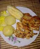 Pollo a la plancha con papas y choclo