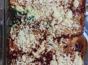 A picture of Spinach and Mushroom Enchiladas.