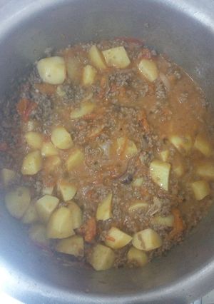 A picture of Minced meat Potatoes and Green peas Stew.