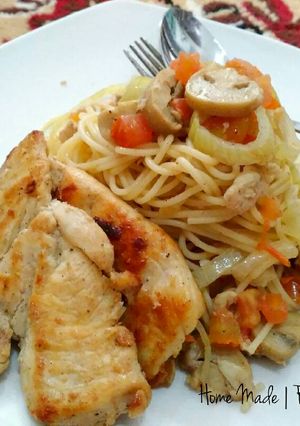 Foto resep Spaghetti jamur & ayam