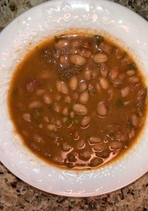 A picture of Pinto Beans with Hamburger Meat.