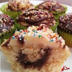 A picture of Ganache Centered Cupcakes🧁🍫.