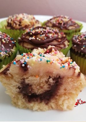 A picture of Ganache Centered Cupcakes🧁🍫.