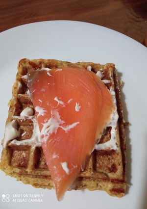 Une photo de Gaufre de choux fleur et saumon