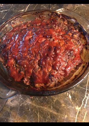 A picture of Meatloaf with Secret Sauce.