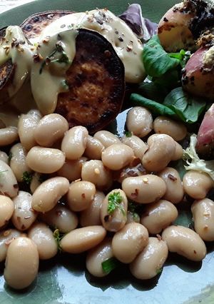 A picture of Sig's white bean salad.