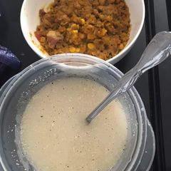 A picture of Adalu serve with Ijebu Garri.