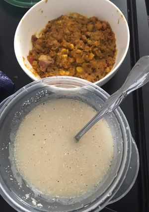 A picture of Adalu serve with Ijebu Garri.