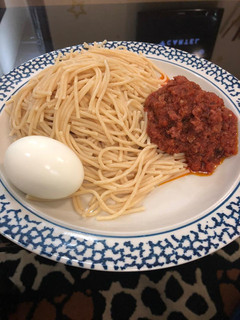 A picture of Pasta and minced meat sauce.