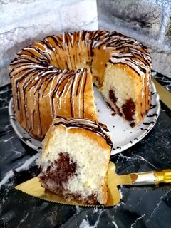 عکسی از دستور کیک دو رنگ با سفیده تخم مرغ