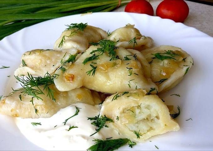Рецепт: Вареники с картошкой | из теста на кефире без яиц