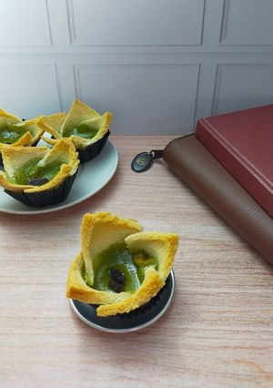 Foto resep Egg Tart Roti Tawar Creamy Matcha