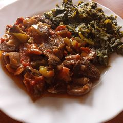 A picture of Stewed Matumbo with Managu.