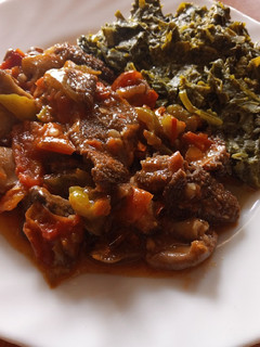 A picture of Stewed Matumbo with Managu.