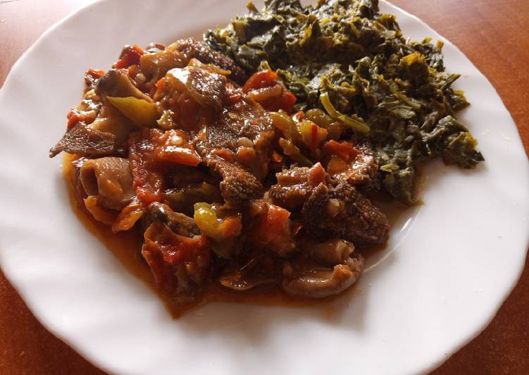 Recipe of Quick Stewed Matumbo with Managu