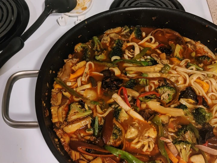 Recipe Spicy squid and mushroom udon the So Delicious Appealing