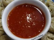 A picture of red chile pepper sauce