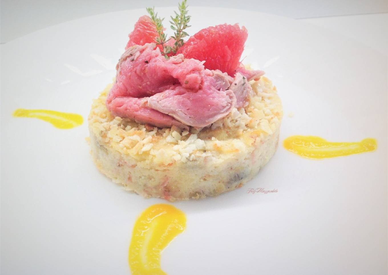 Rosemary olive oil fillet with potato tortilla