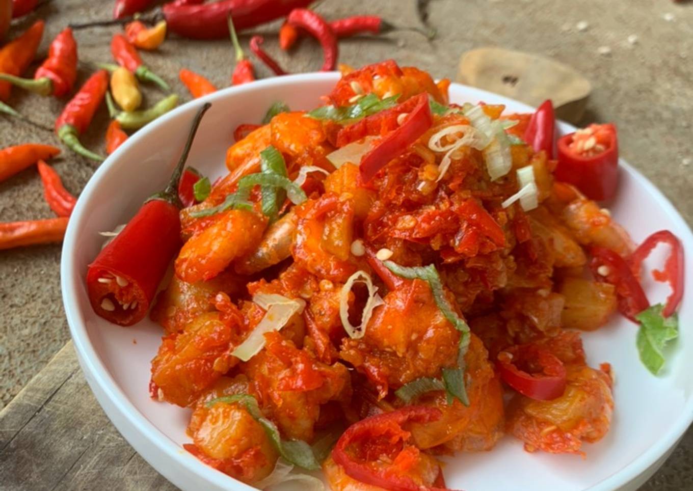 Balado kentang udang