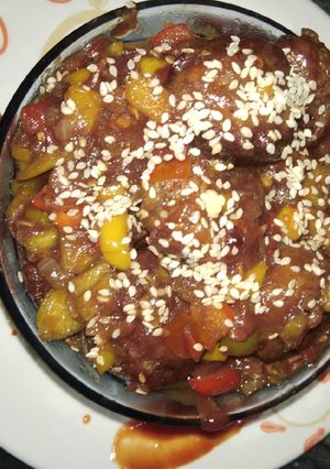 A picture of Honey chilli potato balls.