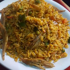 Red oil jollof rice A picture of Red oil jollof rice.