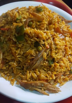 A picture of Red oil jollof rice.
