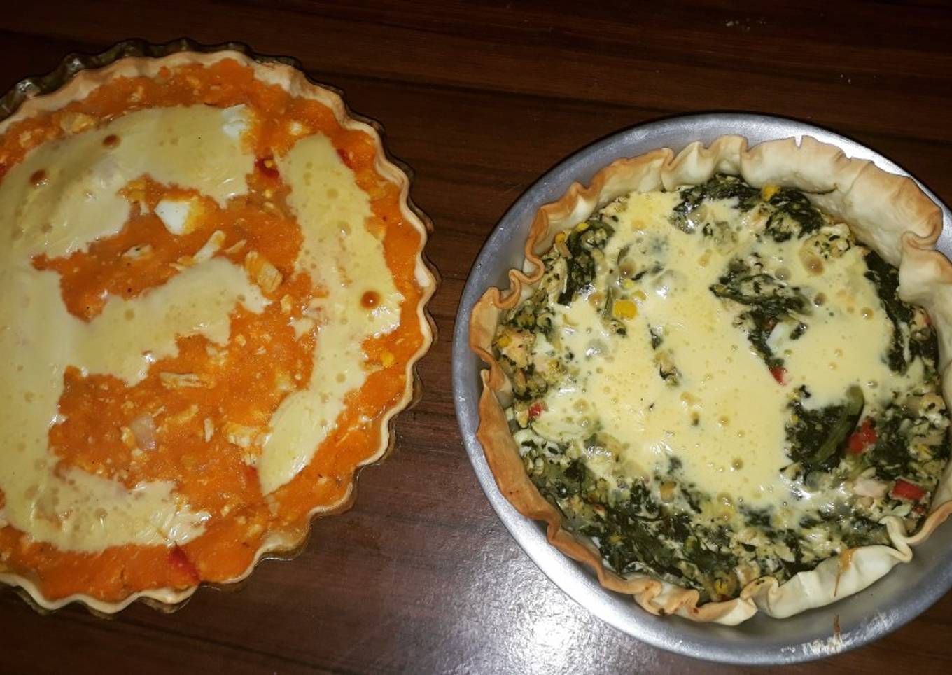 Tarta de calabaza y pollo/ acelga y pollo