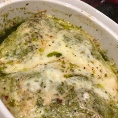 A picture of Basil Pesto Chicken With Mozzarella & Parmesan Cheess.