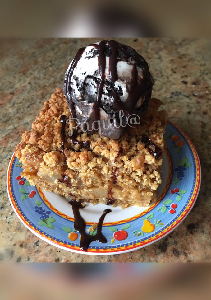 Una foto de Tarta Crumble de Manzana-Pera 🍎🍐(endulzada con panela)