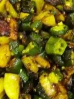 गार्लिक आलू भिंडी भुजिया सब्जी (Garlic aloo bhindi bhujiya sabzi recipe in Hindi) रेसिपी मुख्य फोटो