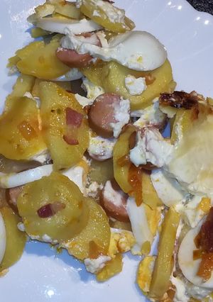 Rakott burgonya Crème Fraîche-sel recept fotója