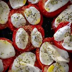 Una foto de Carpaccio de tomate de la huerta con mozzarella