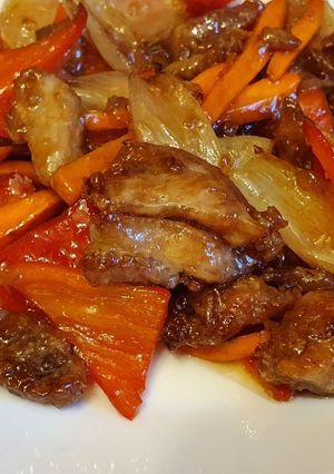 O poză a rețetei Pui Manchurian (stir fry).