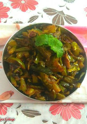 A picture of Bhindi shimla mirch.