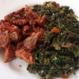 Wet fried goat meatwith spinach