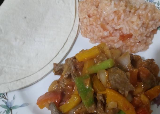 Recipe of Homemade Steak Fajitas With In House Mexican Rice