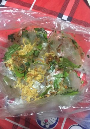 Hình của món Bánh tráng mỡ hành, chà bông.