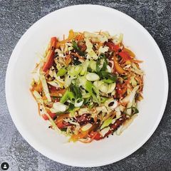 A picture of Asian cabbage slaw.