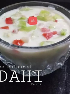 A picture of Three coloured DAHI Raita.