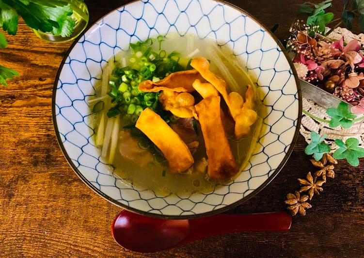 Recipe of Super Quick Homemade Rice Chicken Soup with Yui’s Egg Noodle Chips