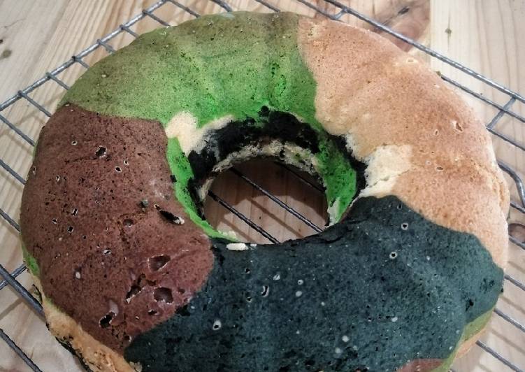 Cara Gampang Bikin Army Marble Cake Putih Telur (no SP) Anti Gagal