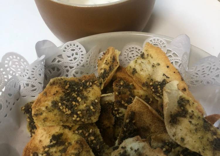 Simple Way to Prepare Favorite Zaatar bread chips with Yogurt dip