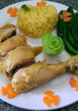 Hình của món Cơm Gà Nấu Nồi Cơm Điện.