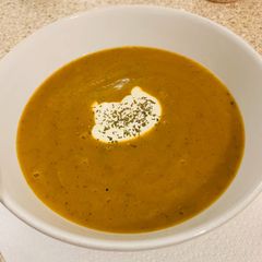A picture of Chilli & Smoked Paprika spiced Butternut & Sweet Potato soup.