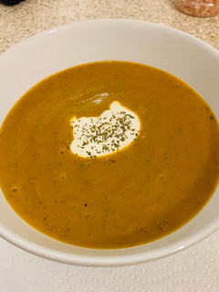 A picture of Chilli & Smoked Paprika spiced Butternut & Sweet Potato soup.