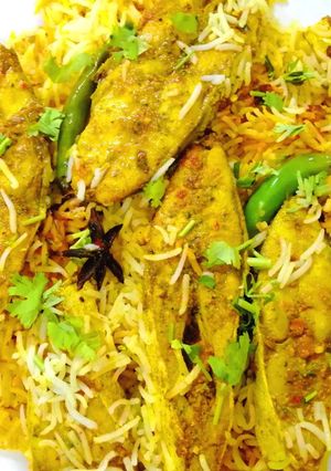 A picture of Fish biryani.