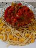 Linguines de naranja y salteado de verduras
