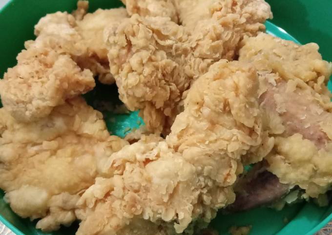 Ayam goreng tepung sederhana dan tidak keras