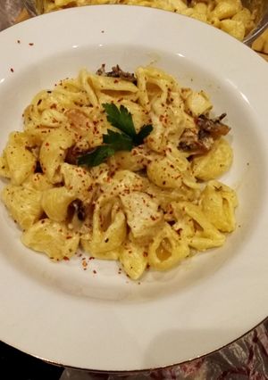 صورة لوصفة معكرونه الدجاج والفطر بطريقتي 😋