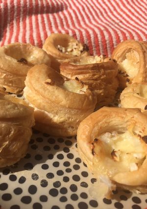 A picture of Vegan Cheese and Onion Vol au Vent Pies 🌱.
